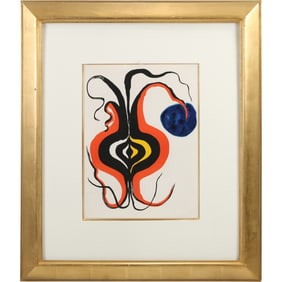 lithograph titled "The Onion" or "Calder Derrière le Miroir 156" by Alexander Calder, Gold Framed