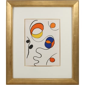 Lithograph by Alexander Calder titled "Derrière le Miroir No. 173" from 1968. Gold Framed