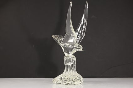 Vintage Murano Clear Art Glass SEAGULL BIRD Figure Sculpture Signed B R '83