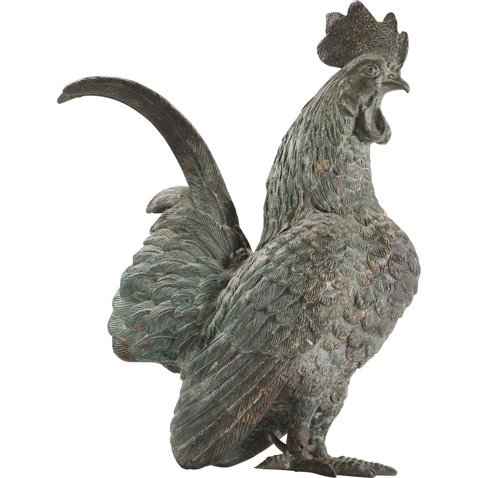 Antique CAST BRONZE ROOSTER Figure Sculpture 12 inches height x 8 in. wide (1 of 20)