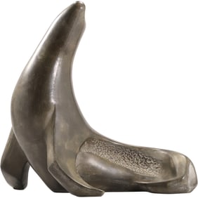 Cast Metal Bronze Seal Sulpture 11 in. x 12 in. Good Patina