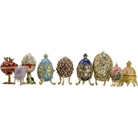 9 Assorted Decorative Faberge Style Eggs - Nice Variety - See Pictures