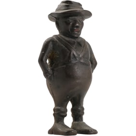 AC Williams Cast Iron Figural Still Bank Man Sharecropper Antique 6 in. x 4 in. Black Americana