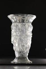 Vintage Desna Czech Republic Crystal Glass Nude Women Figures Vase 8.5 in. height x 6 in.