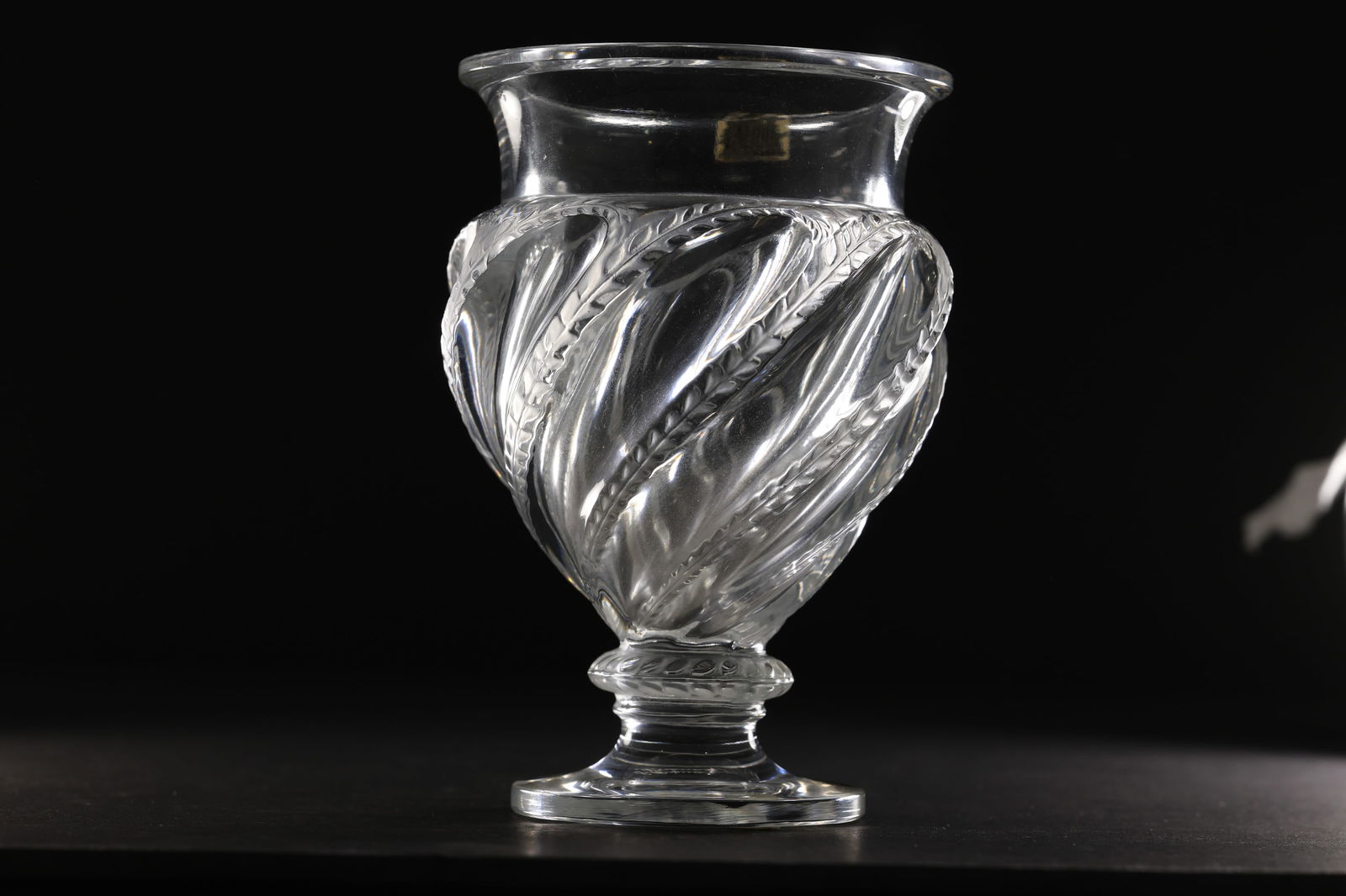 Lalique France Ermeronville Swirl Footed Crystal Glass Vase 6 in. height x 4.5 in wide, Signed (1 of 11)