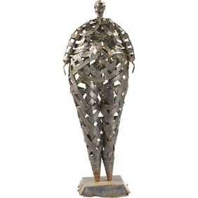 Palecek Metal Strip Sculpture Large Female Figure 23 inches height x 9 in. wide