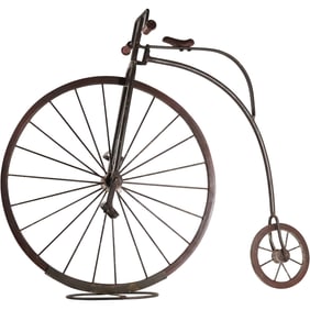 Vintage Collectible Wrought Iron High Wheel Bicycle Model Display 24 in. height x 18 in.