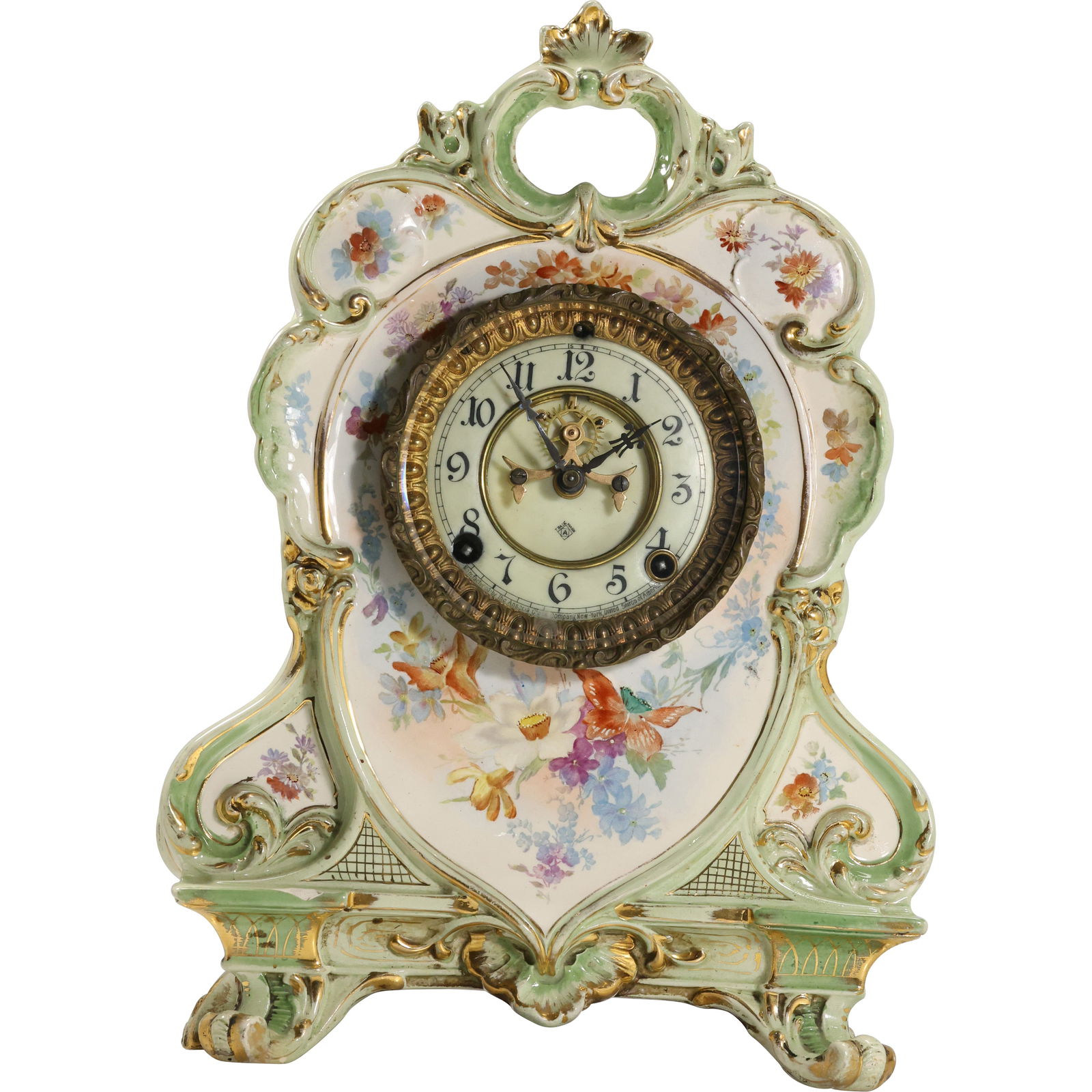 Ansonia Mantle Clock Royal Bonn Porcelain Case 15 in. height x 10 in. wide (1 of 20)