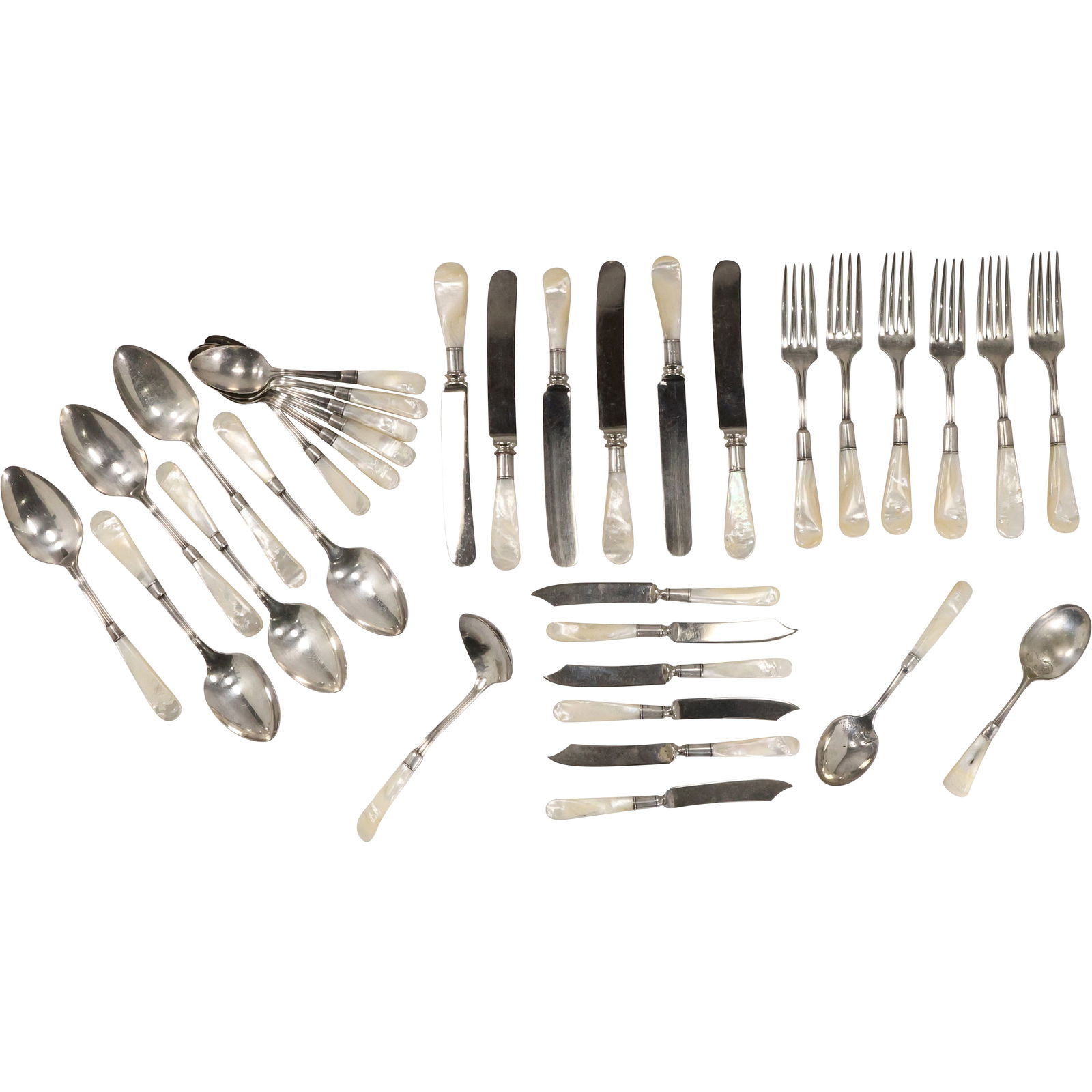 Sterling Silver Band, MOP Mother of Pearl Handels Flatware - See Pictures for Item Count (1 of 17)