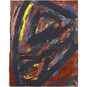 Asger Oluf Jorn (1914 - 1973) Denmark, Abstract Oil on Paper Painting Signed & Dated 1961.