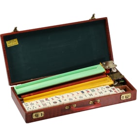 Antique Chinese Mahjong Bakelite Game Set in Carrying Case