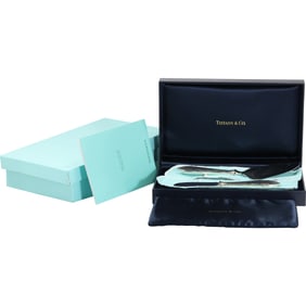 TIFFANY & CO  Cake Server and  Spreader Knife Silver Cutlery With Box, Sterling Handles