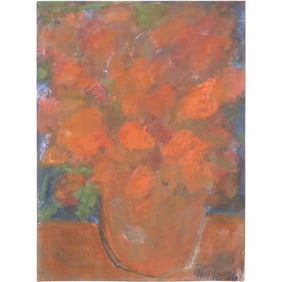 Signed NOLDE 1936, attributed to Emil Nolde [1867-1956] OIl on Paper Still Life Flowers in Vase