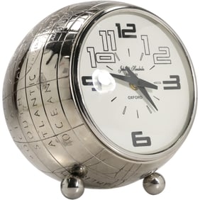 Johns & Hendriks "Oxford" Chrome World Desk Clock 8 in. x 7.5 in.