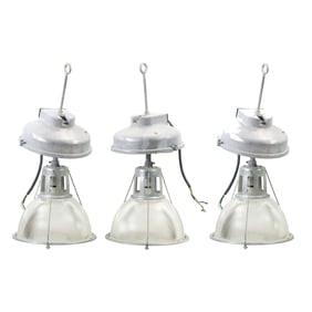 [3] HOLOPHANE Commericial Lighting, Min. 90 degree C Supply Conductors (1x shade is cracked]