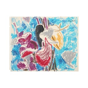 Robert Angeloch, Signed Colorful Crayon Drawing on Paper "Still Life" Artist's Inventory # 5616