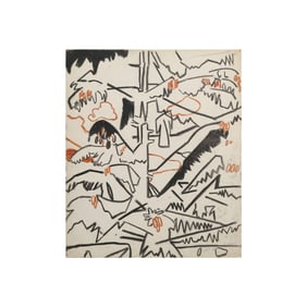 Robert Angeloch Signed and Dated 1952 "Field Alm-See" Karten Austria, Crayon Drawing on Paper