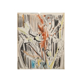 Robert Angeloch Signed and Dated 1956, "Milk Weed Still Life" Crayon Drawing on Paper