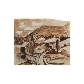 Robert Angeloch Signed and Dated 1951 "Bridgewater Corners, VT" Landscape Watercolor Painting