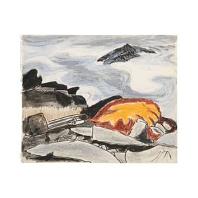 Robert Angeloch Signed and Dated 1955 "Sachems Head CT" Seascape Watercolor Painting