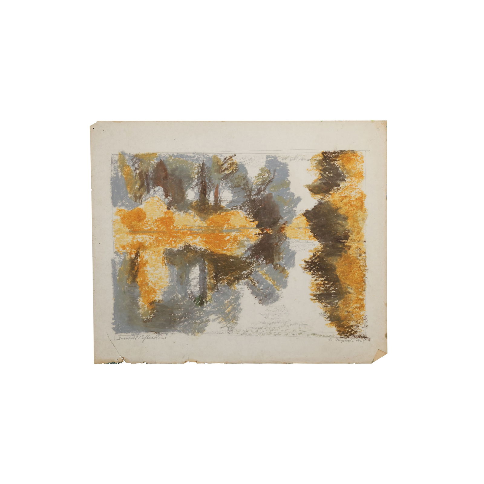 Robert Angeloch Signed and Dated 1967 "Sawkill Reflections" Watercolor Painting on Paper (1 of 17)