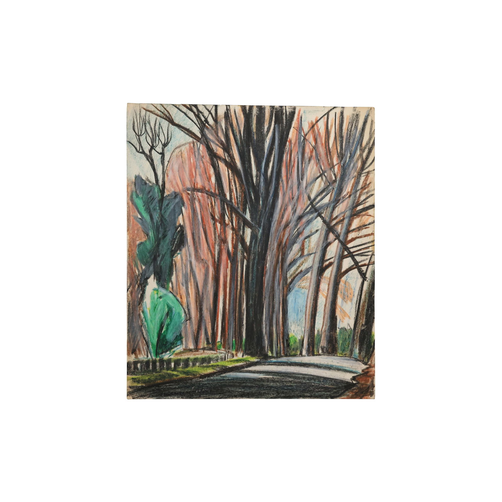 Robert Angeloch Signed and Dated 1952 "Cascine [Park] Firenze [Italy] Watercolor Painting on Paper (1 of 16)