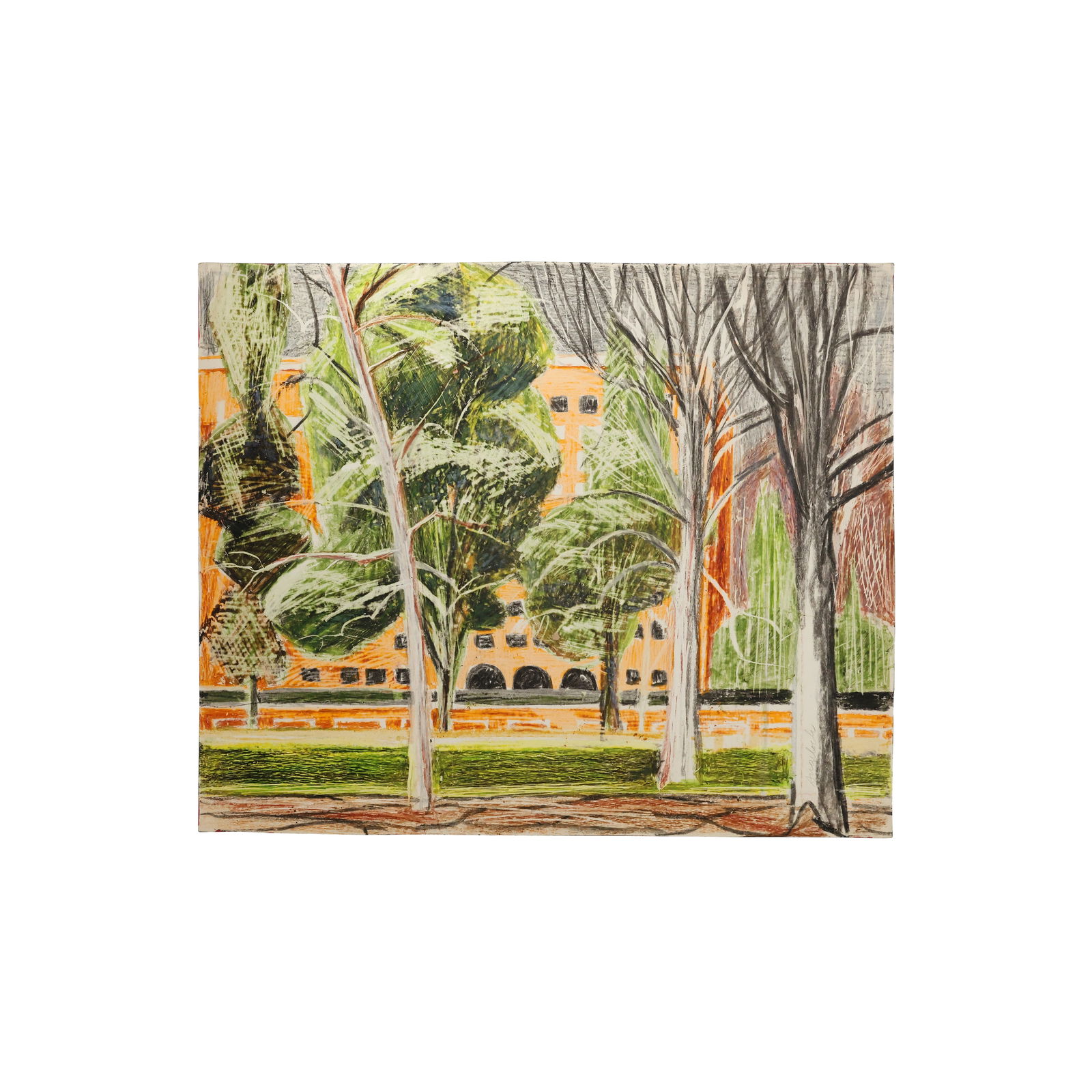 Robert Angeloch Signed and Dated 1951 Military School Cascine - Firenze [Italy]  Watercolor Painting (1 of 17)