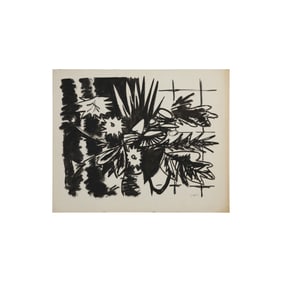 Robert Angeloch, Signed, Still Life Flowers, Ink Drawing on Paper