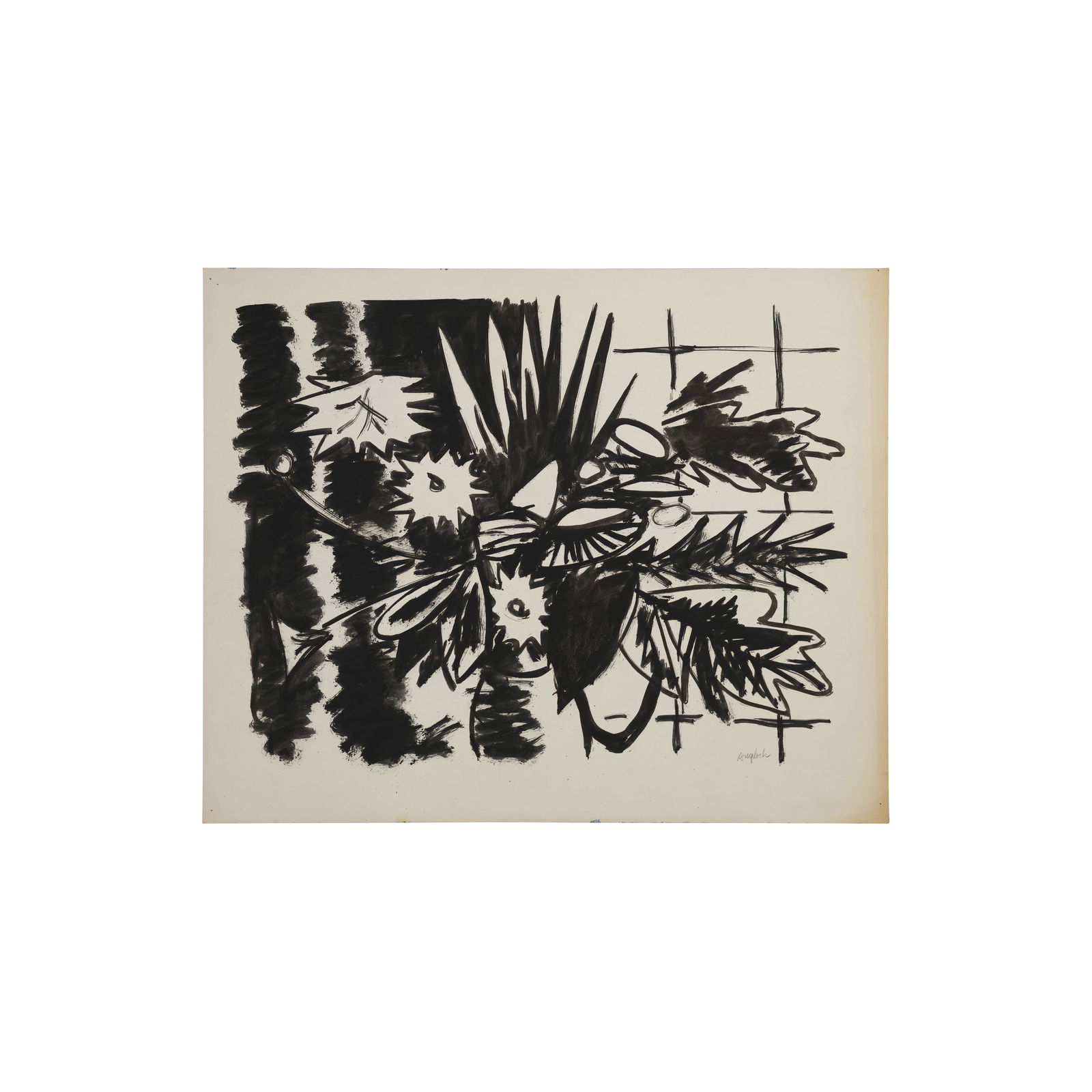 Robert Angeloch, Signed, Still Life Flowers, Ink Drawing on Paper (1 of 15)