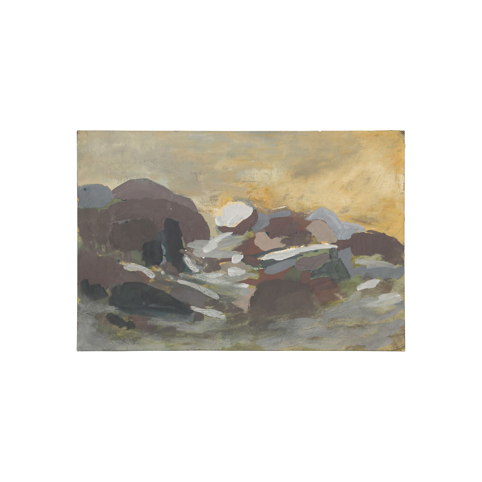 Robert Angeloch, Unsigned, Rocky Seascape, Gouache Watercolor Painting on Artist's Board (1 of 14)