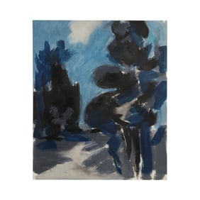 Robert Angeloch, Unsigned, Blue Landscape, Watercolor Painting on Paper