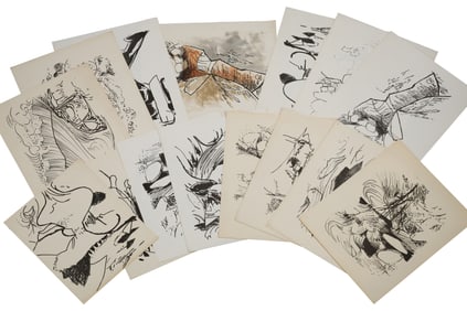 Robert Angeloch, Unsigned, 15 Assorted Drawings, Sketches, Studies - Variety