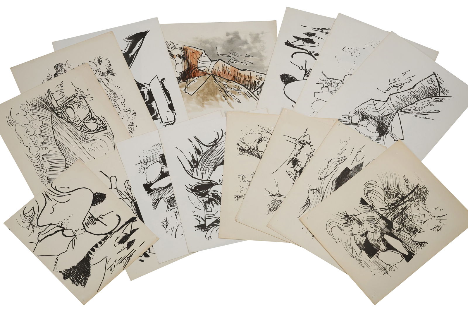 Robert Angeloch, Unsigned, 15 Assorted Drawings, Sketches, Studies - Variety (1 of 16)