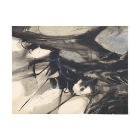 Robert Angeloch Signed and Dated 1959, Milk Weeds in Rocks, Watercolor Painting on Paper