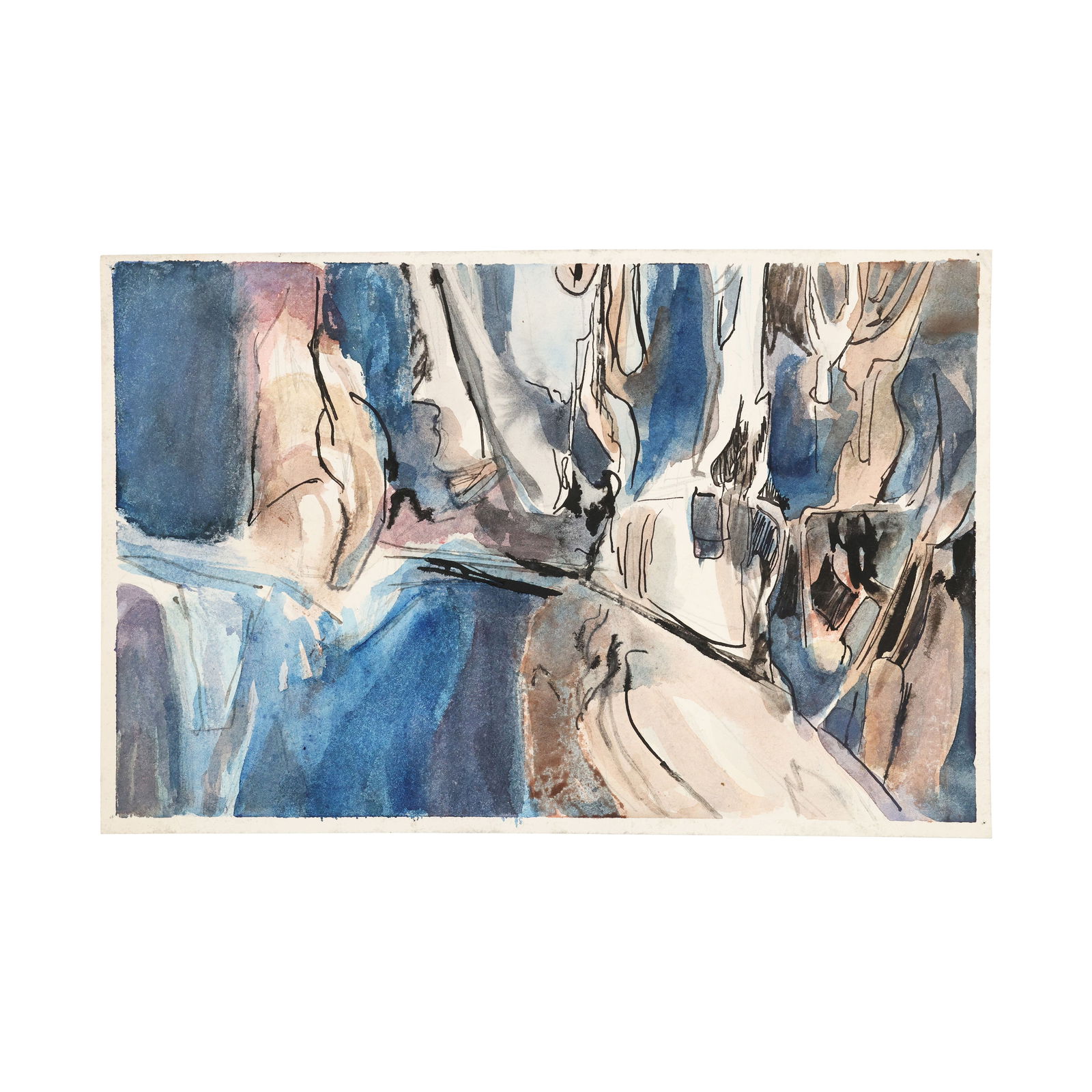 Robert Angeloch, Unsigned, Abstract Landscape, Watercolor Painting on Paper (1 of 15)