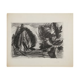 Robert Angeloch, Unsigned Crayon Drawing on Paper, Landscape