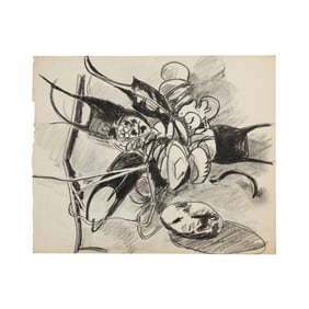 Robert Angeloch, Unsigned Ink Drawing on Paper, Landscape of Weeds