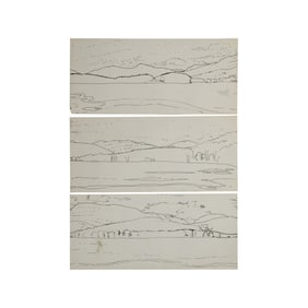 Robert Angeloch, 3 Unsigned Ink Drawings on Paper, Mountains Landscape