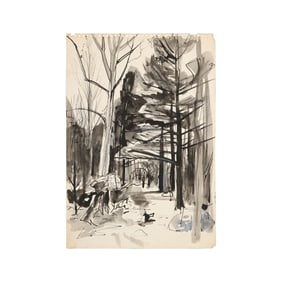 Robert Angeloch, Unsigned Watercolor Painting on Paper, Woodland Landscape