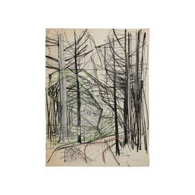 Robert Angeloch, Unsigned Ink Drawing on Paper, Dense Woodland Trees