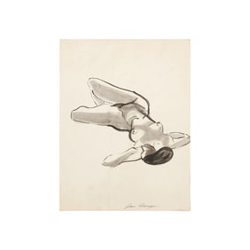 Robert Angeloch, "Jean Lorenzen", Watercolor Painting on Paper, Reclining Nude