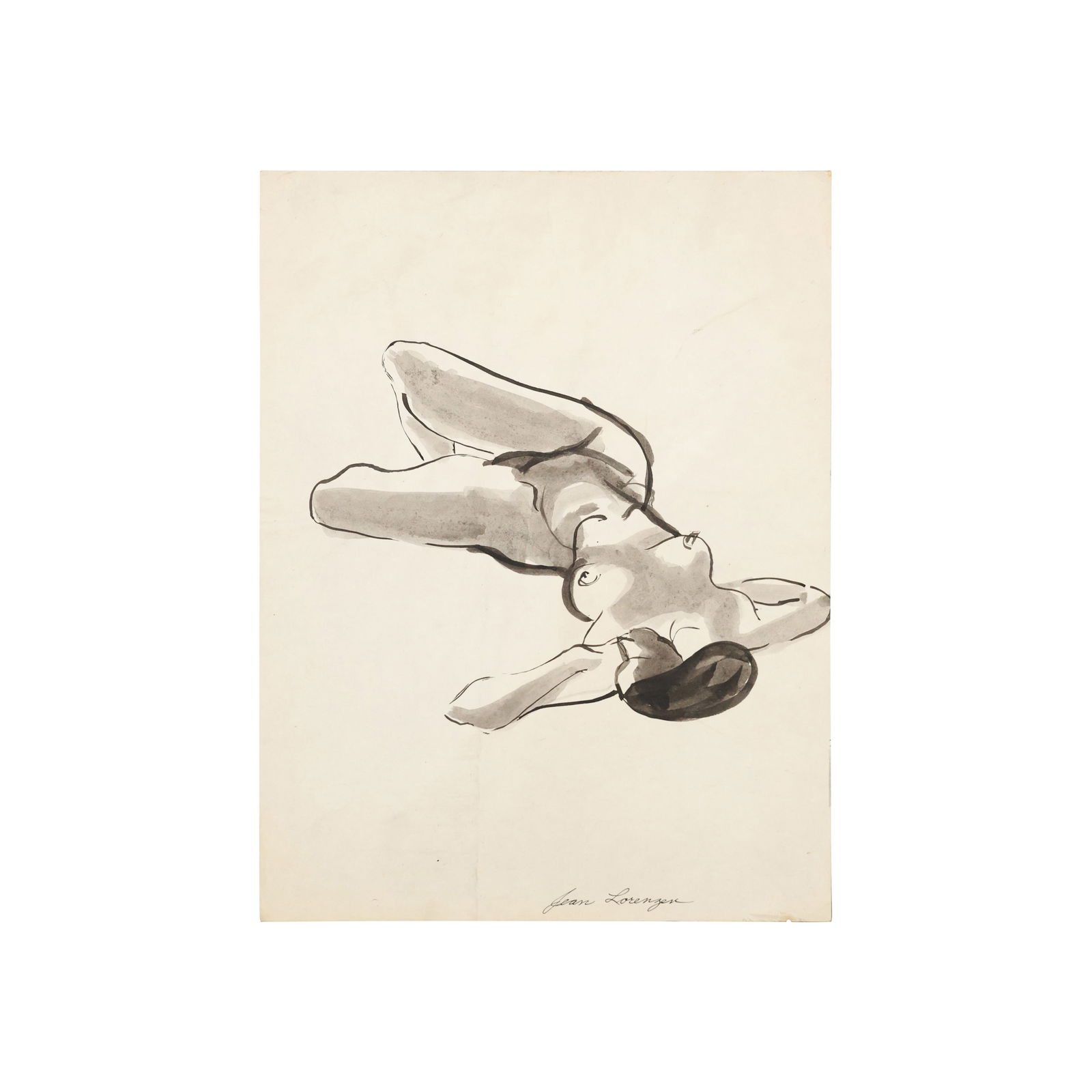 Robert Angeloch, "Jean Lorenzen", Watercolor Painting on Paper, Reclining Nude: Robert Angeloch, "Jean Lorenzen", Watercolor Painting on Paper, Reclining Nude. size: 12h x 9w ; Robert Henry Angeloch (1922 - 2011) was active/lived in New York. Robert Angeloch is known for Etcher a