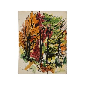 Robert Angeloch, Signed Watercolor Painting on Paper, Autumn Landscape
