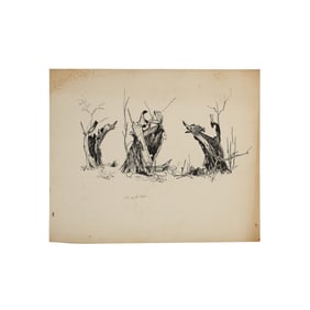 Robert Angeloch, Unsigned Ink Drawing on Paper, "Old Apple Tree"