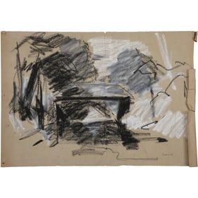 Robert Angeloch, Graphite Modernism Drawing Cabin in Woodland, Unsigned.