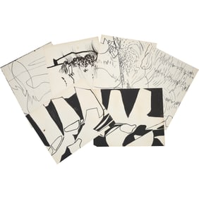 Robert Angeloch, 6 Assorted Ink, Pencil Drawings / Sketches Unsigned, Modernism