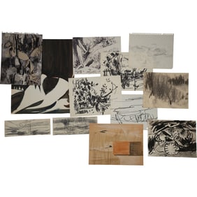 Robert Angeloch, 12 Assorted Ink Drawings, Mixed Media, on Paper, Unsigned, Landscapes