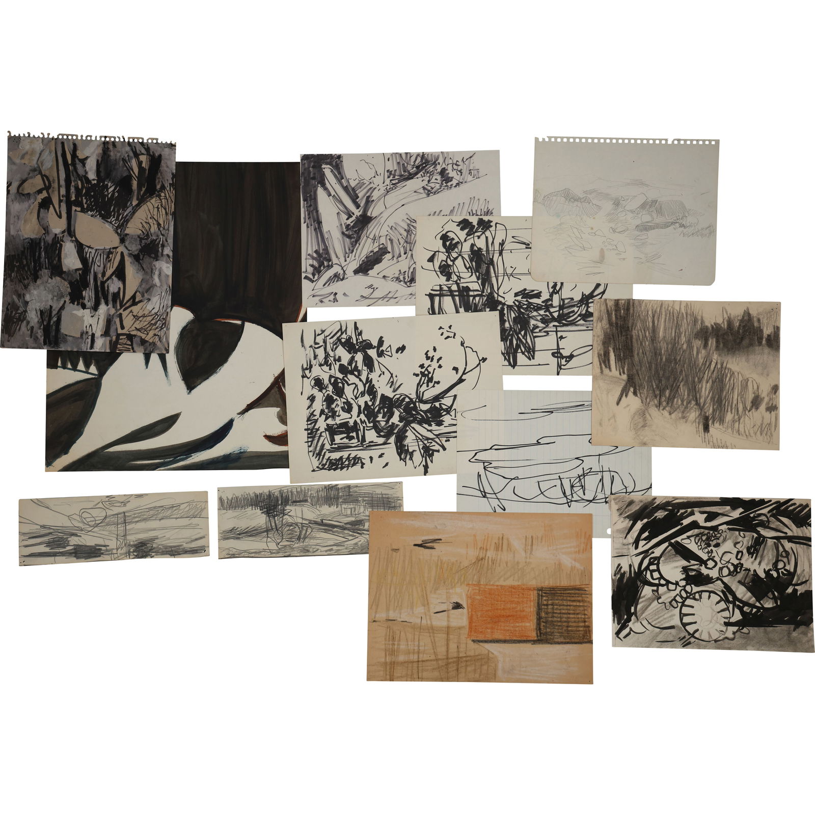 Robert Angeloch,  12 Assorted Ink Drawings, Mixed Media, on Paper, Unsigned, Landscapes (1 of 10)