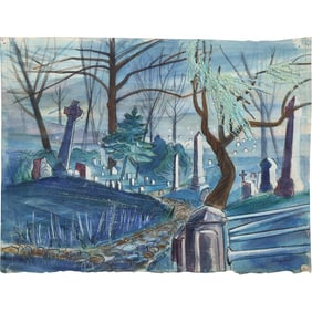 Robert Angeloch, Unsigned, Watercolor Painting on Paper, Cemetary