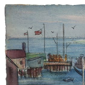 Robert Angeloch, Unsigned, Watercolor Painting on Paper, Lobster Fishing in New England